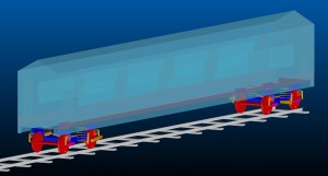 Rail vehicle with front and rear two-axle bogies
