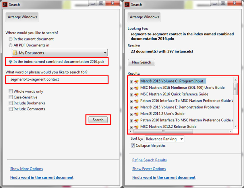 Figure 4: Using the built in search function