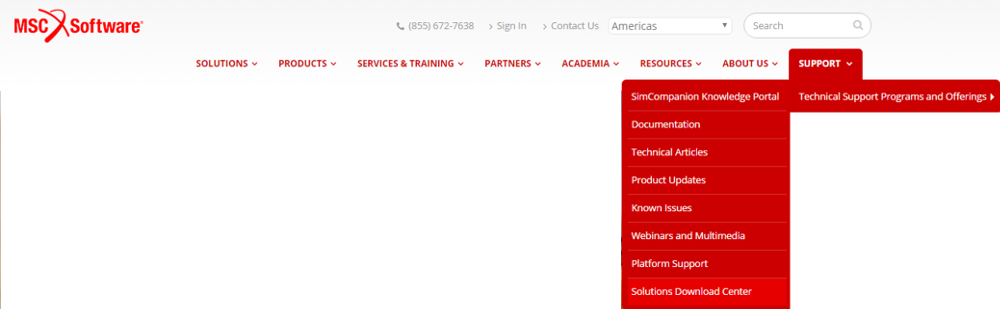 Figure 1: Accessing the MSC Solutions Download Centre
