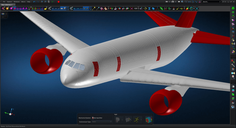 Applying FEA and CFD to an airplane design to predict how the design will perform in reality